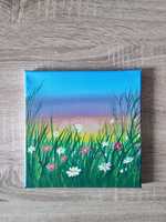 Obraz akrylowy kwiaty łąka ręcznie malowany