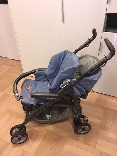 Wózek Pliko P3 Peg Perego niebieski gondolka i spacerowka