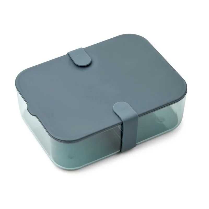 Liewood - Duży lunchbox z przegródką Carin - Whale blue/Sea blue