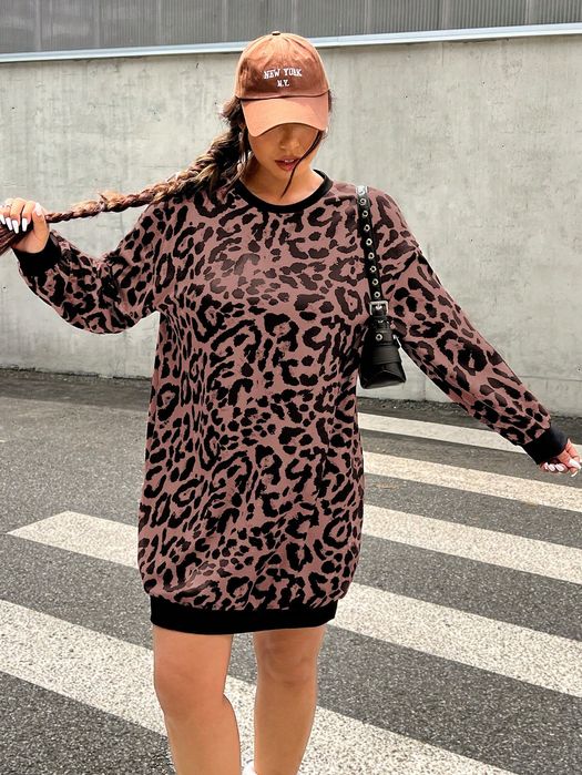 Sukienka Bluza 2W1 Panterka Luźna Casual Shein Xxl 44
