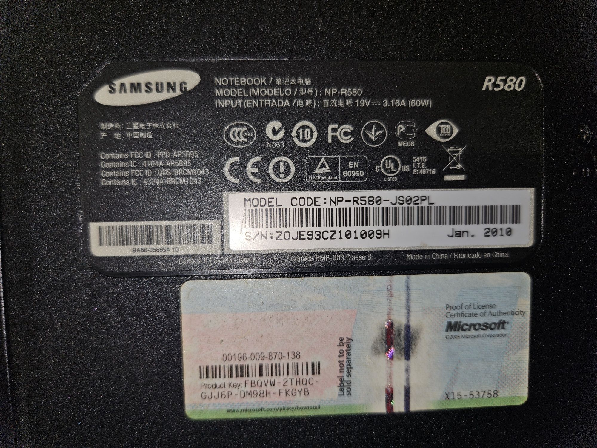 Laptop Samsung R580