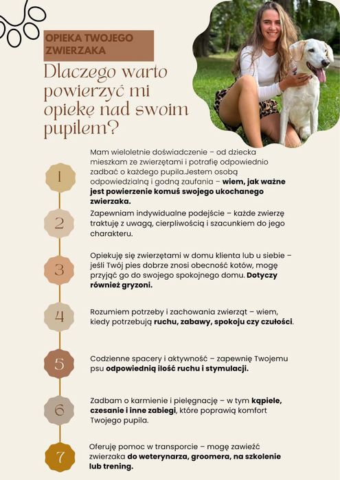 Petsitter- wyprowadzanie psa, opieka Twojego zwierzaka