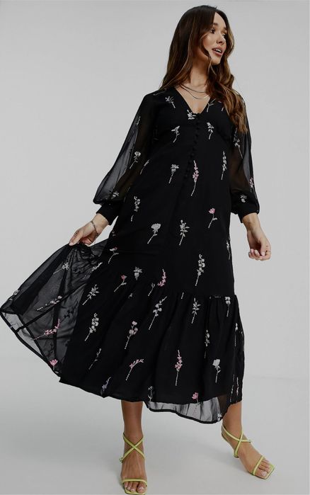 Плаття міді з вишивкою, віскоза, xs