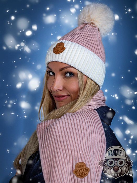 Komplet zimowy damski czapka i szalik Nankuru Aurora Premium