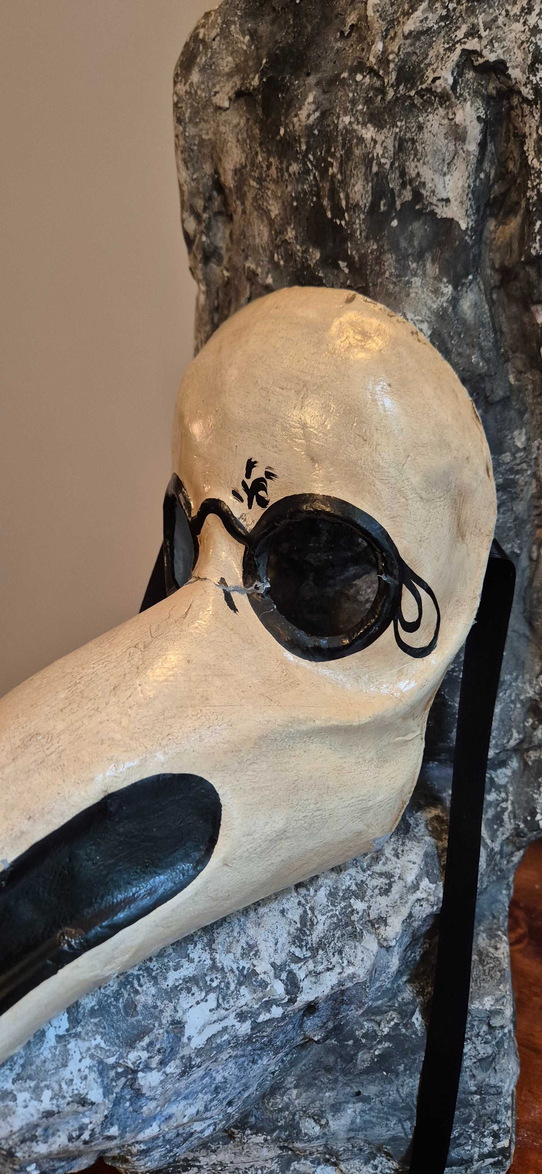 Unikat karnawałowa maska wenecka paper mache 1900r. Lekarz dżumy cudo