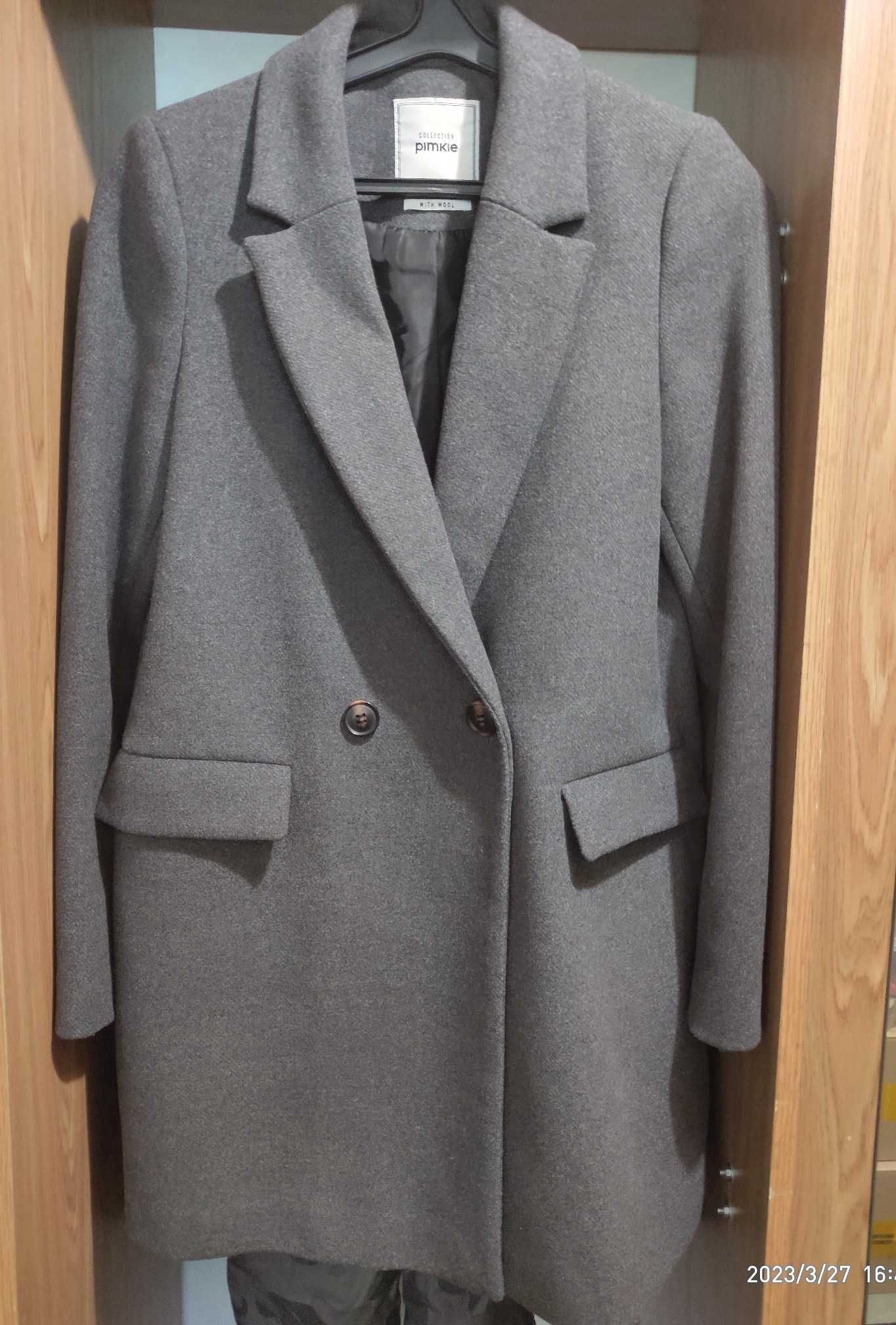 Пальто жакет тренч сірого кольору демі 44-46р.