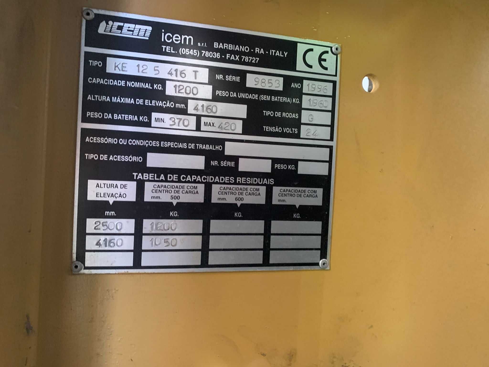 Empilhador Elétrico ICEM 1200kg 4,2m