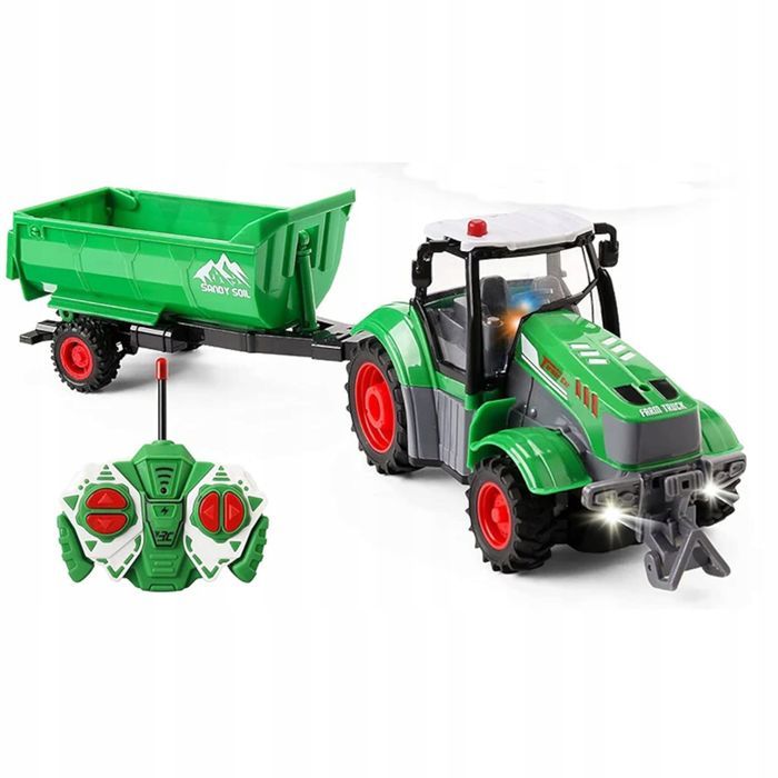 Traktor Z Przyczepą Zdalnie Sterowany Akumulator Ładowarka 9877-14