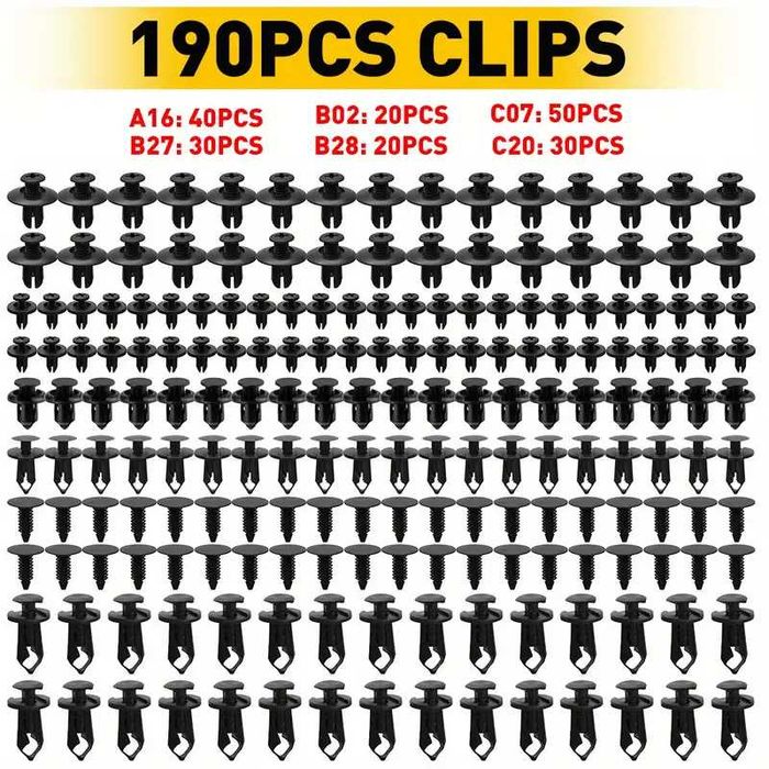 кліпси для кріплення підкрилків решітки радіатора дверних карт порогів