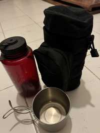 Garrafa Nalgene + copo inox GSI e bolsa