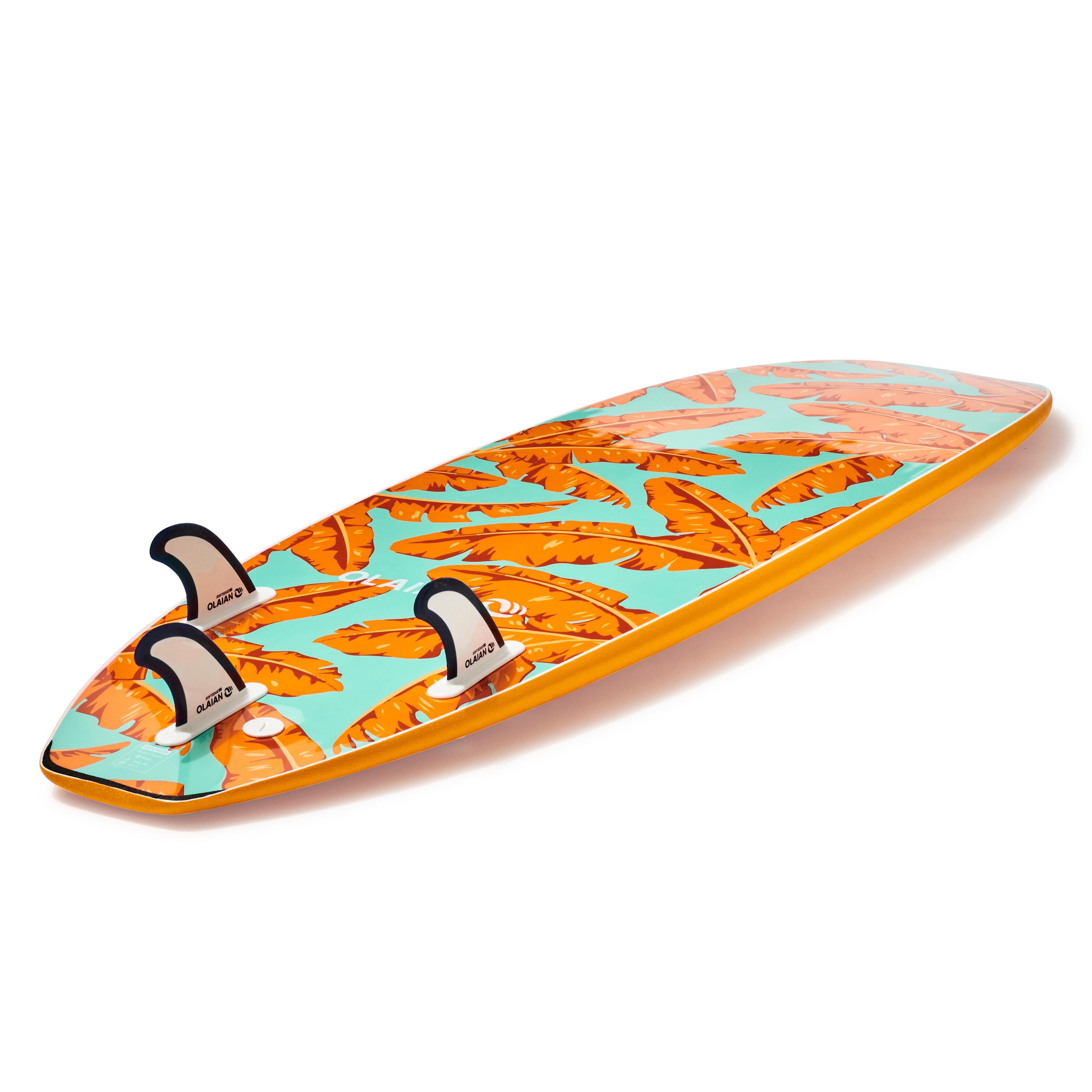 PRANCHA DE SURF ESPUMA 500 6'. Inclui 1 leash e 3 quilhas.