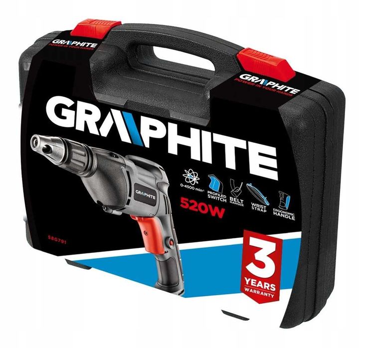Wiertarko wkrętarka 520W WALIZKA + bity GRAPHITE 1917