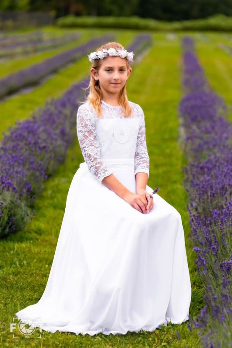 Sukienka komunijna EMMA, bolerko, wianek Stan idealny 146/152