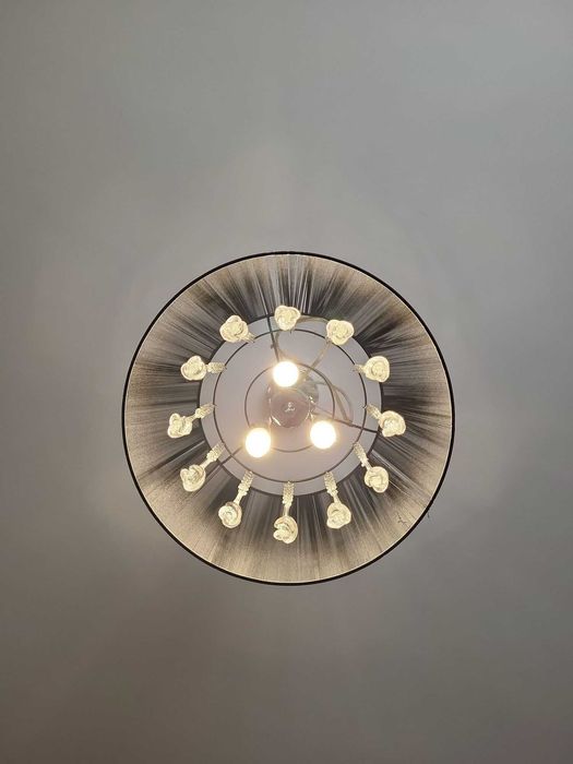 Lampa wisząca glamour żyrandol czarny abażur kryształki GRATIS żarówki