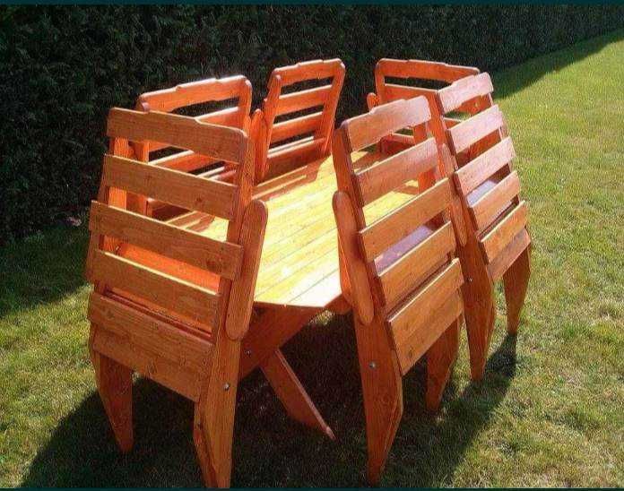 Meble ogrodowe - składane z olchy, STÓŁ + 8 krzeseł/ DOSTAWA
