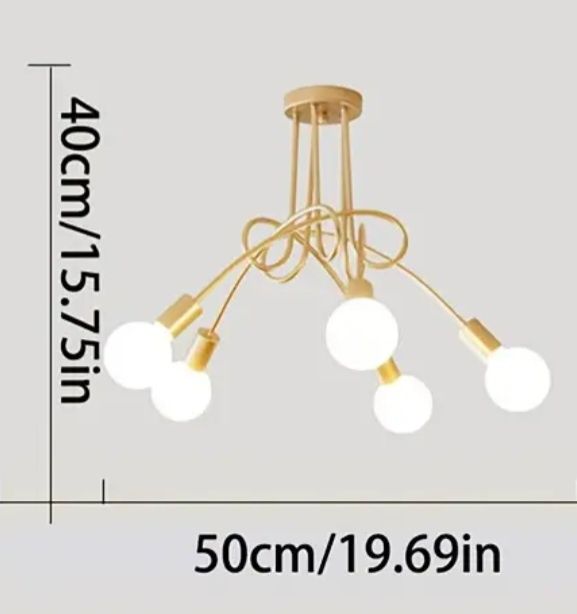 NOWA nowoczesna złota lampa na 5 źródeł światła (bez żarówek E27)