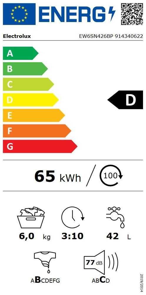Pralka Electrolux EW6SN426BP Slim 38cm 6kg A+++/D Wyś.Dostępna od Ręki