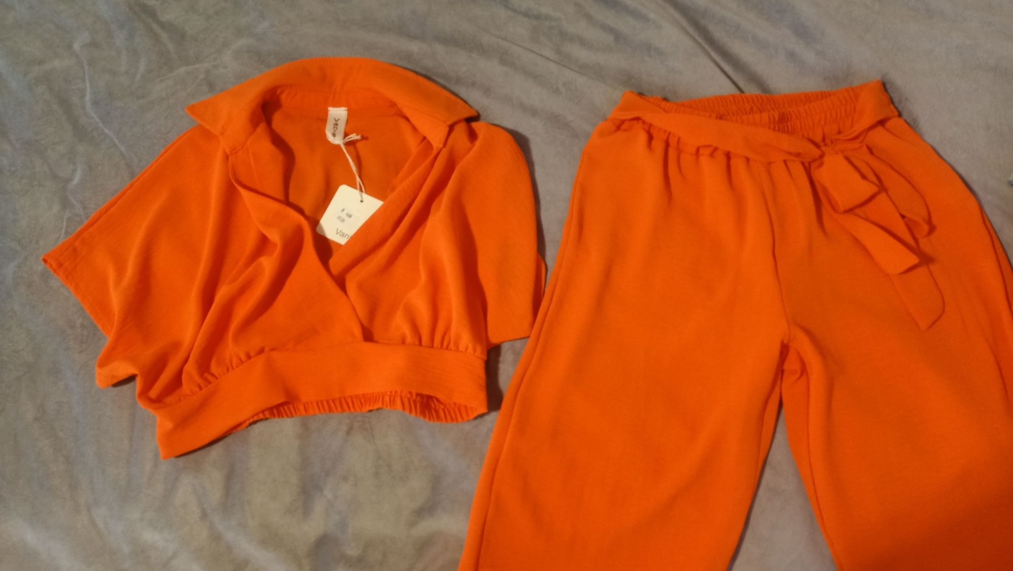 Komplet spodnie i bluzka pomarańcz