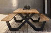 Ławka stolik ogród taras komplet loft nowoczesny metalowy drewno