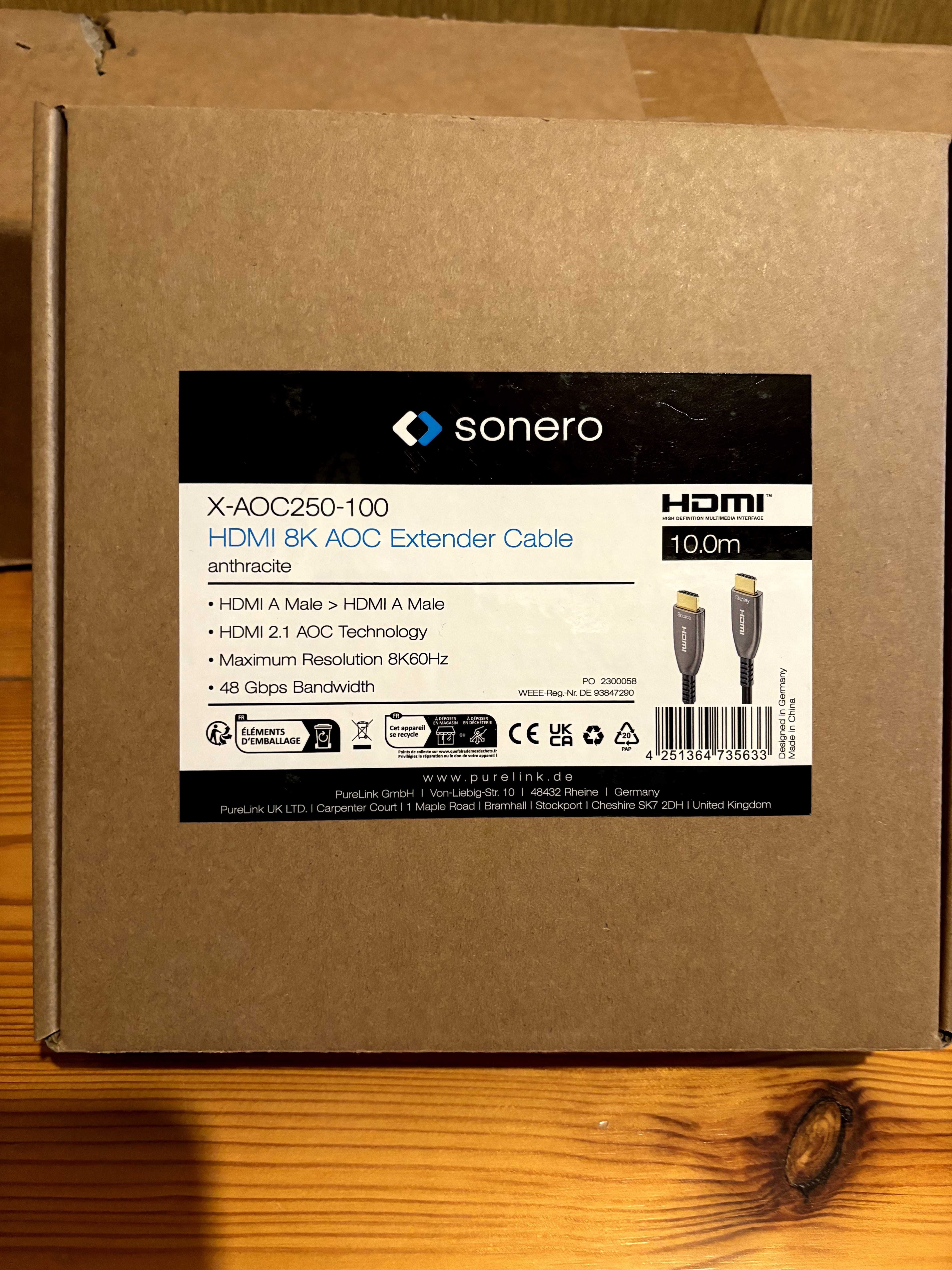 Kabel HDMI - Sonero XAOC250-100 Hybrid HDMI 2.1 8K 48Gbps