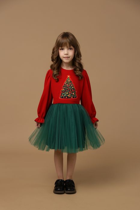 Плаття дитяче новорічне Ялинка, розмір 104,110,116,122,128,134. Сукня