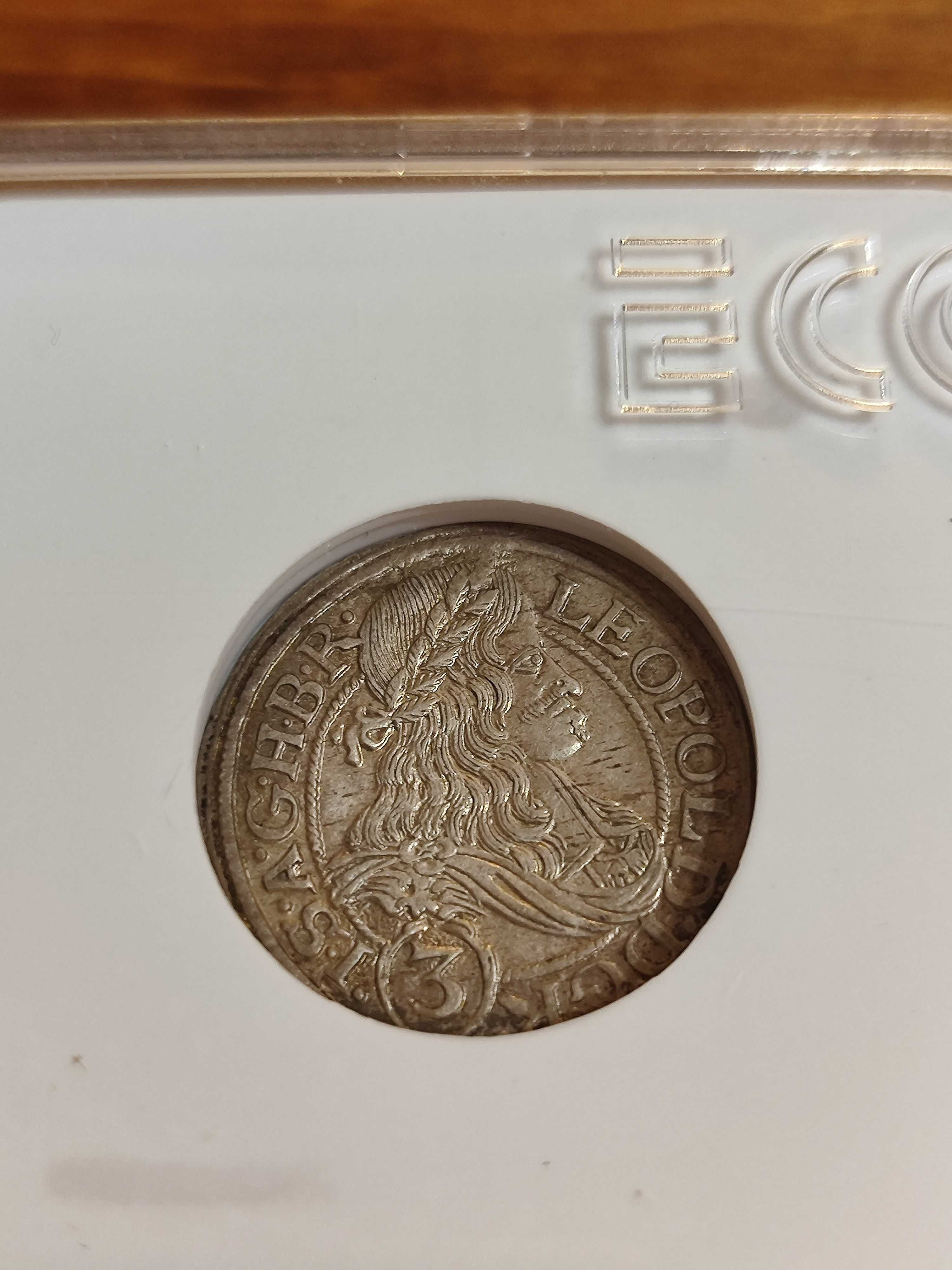 Moneta 3 krajcary 1666 HS srebro