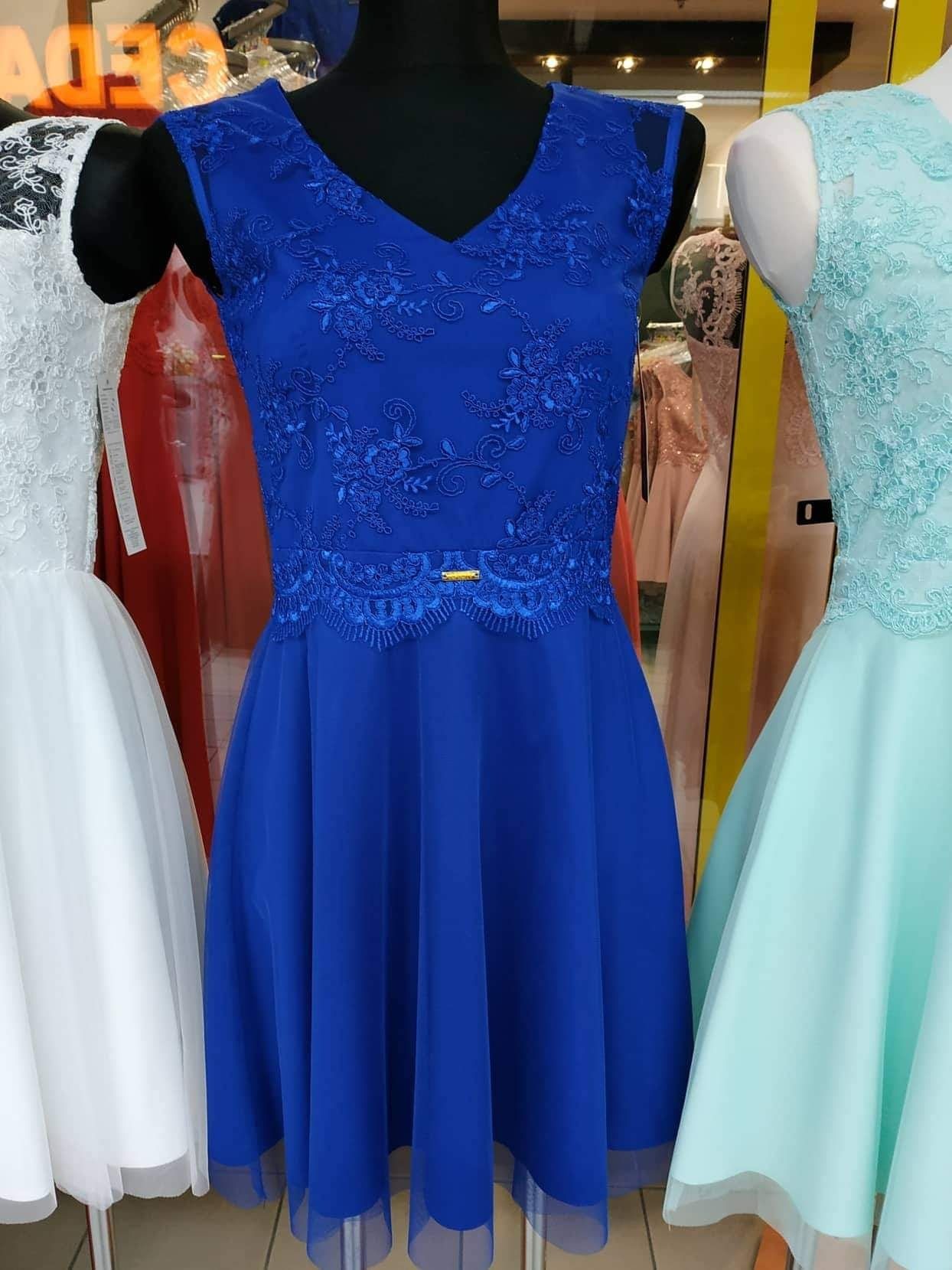 Sukienka chabrowa Infinity r. XL, tiul, koronka