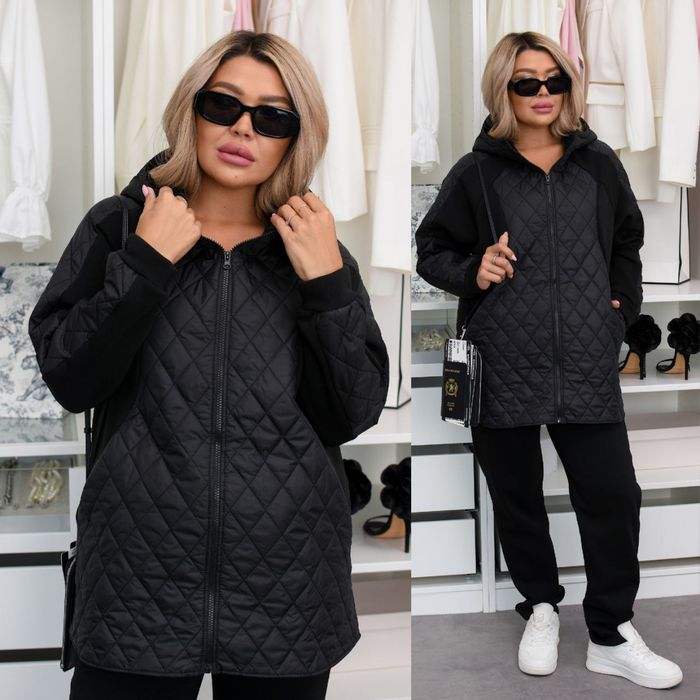 Теплий жіночій стьобаний костюм двійка : стьобана куртка та штани.48-6