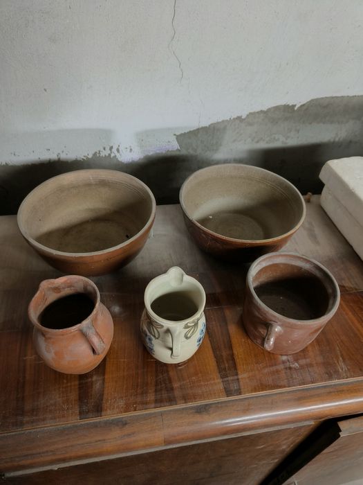 Stare naczynia kamienne 3szt kamionki na doniczki miski Bochnia PRL