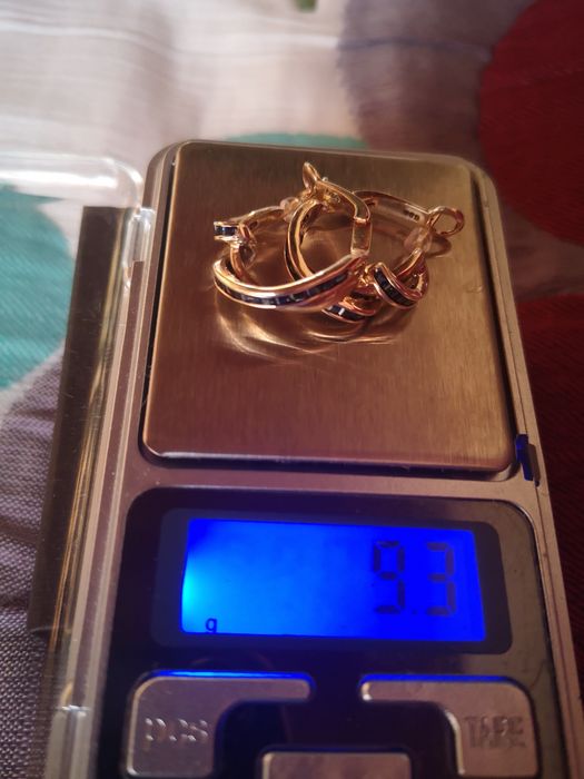 Серёжки-кольца золото ювелирный завод сапфир