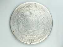 Venezuela 1886 - 5 Bolivar Prata