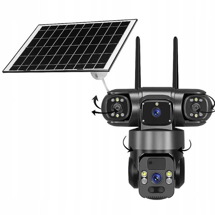 Kamera Zewnętrzna Solarna Dwa Obiektywy Obrotowa Karta Sim 4K - OKAZJA
