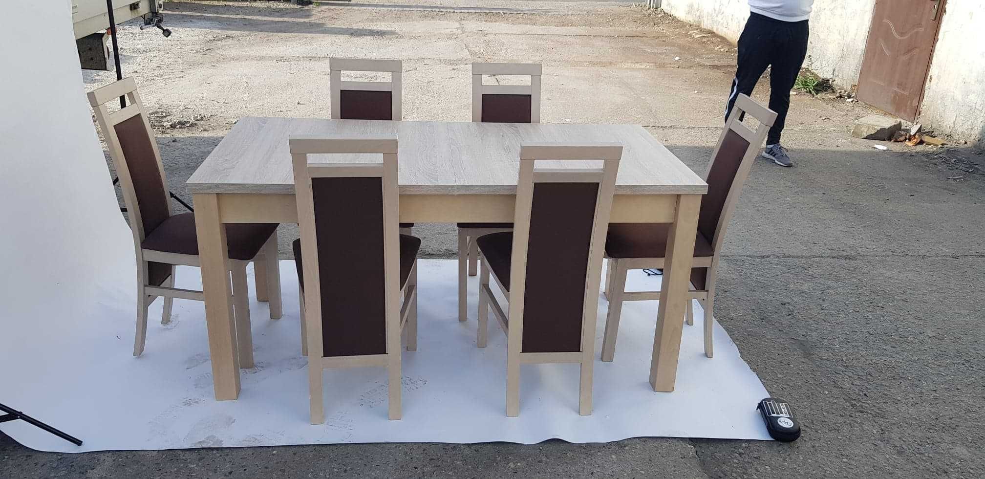 NOWE: Stół 80x160/200 + 6 krzeseł, SONOMA + BRĄZ , dostawa cała PL