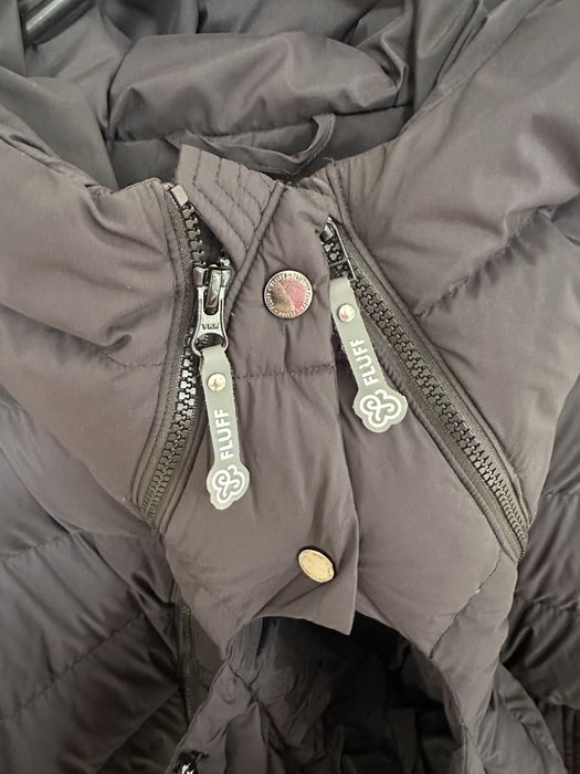 Fluff kurtka/płaszcz puchowa 3w1 M/L puch pierze ciążowa nosidło puff