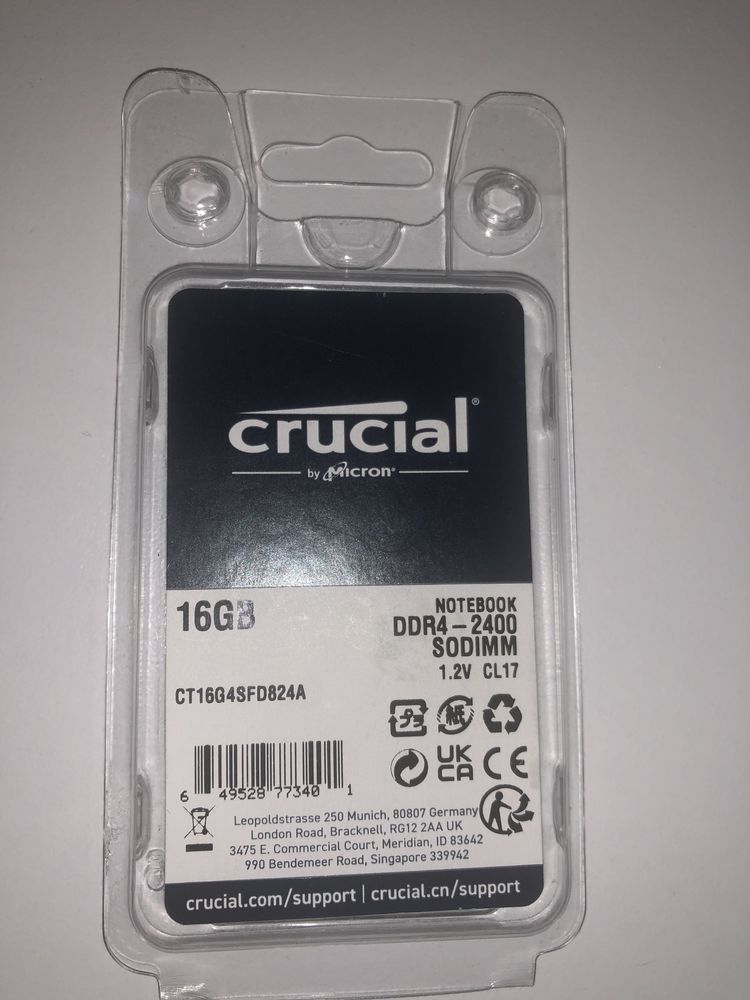 Модуль для ноутбука карта памʼяті SoDimm DDR4 16 GB  Micron Cruzial