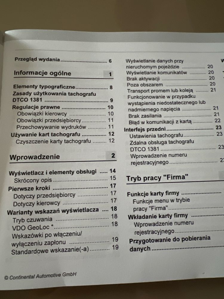Instrukcja obsługi do tachografu VDO 3.0