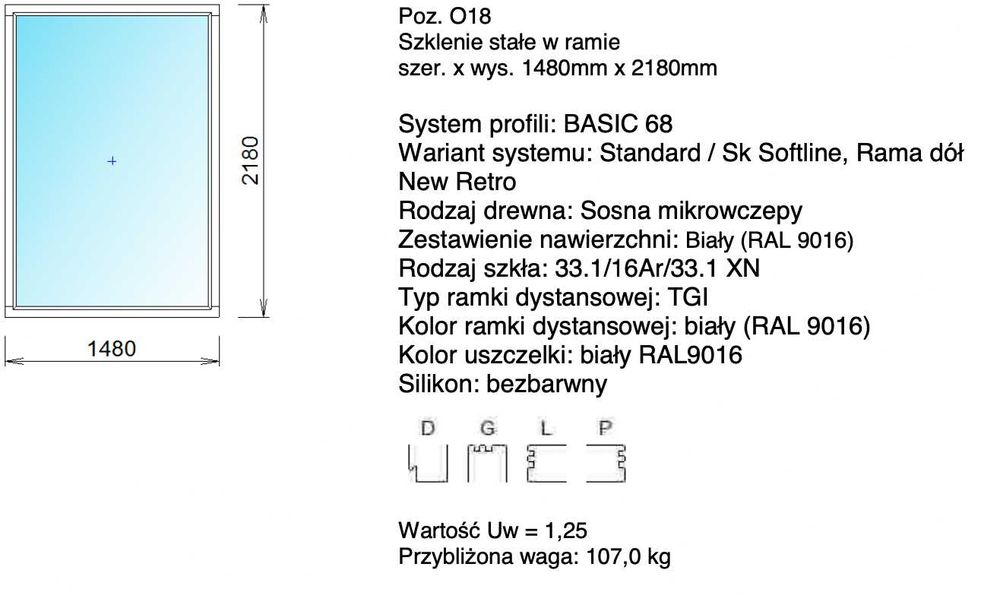 Drzwi zewnętrzne i szklenie stałe w ramie, nowe, trzyszybowe.