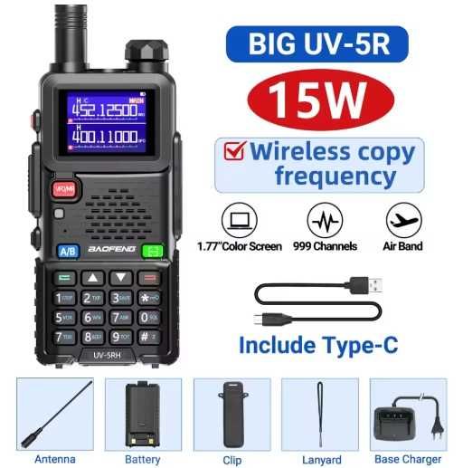 Baofeng UV-5RH 15W 6 pasm zaprogramowany