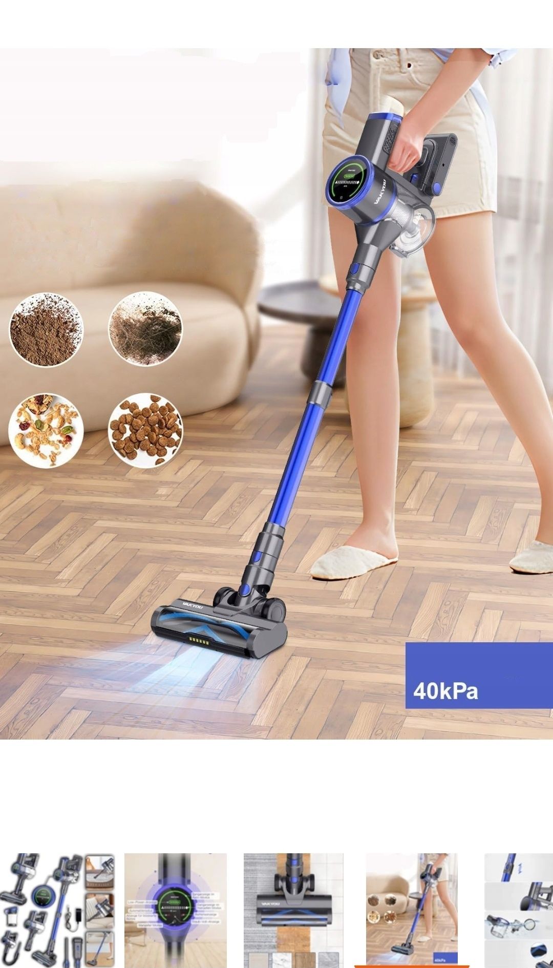 Pionowy bezworkowy odkurzacz akumulatorowy 45min pracy nowe