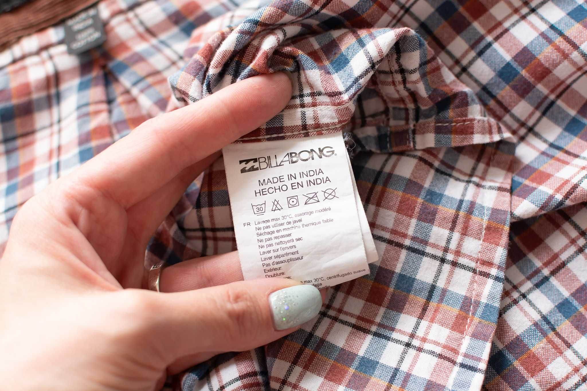 Męska koszula w kratę z długim rękawem Billabong L bawełna vintage