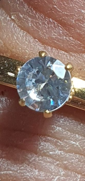 Anel solitario ouro laminado 18k pedra semi preciosa zirconia