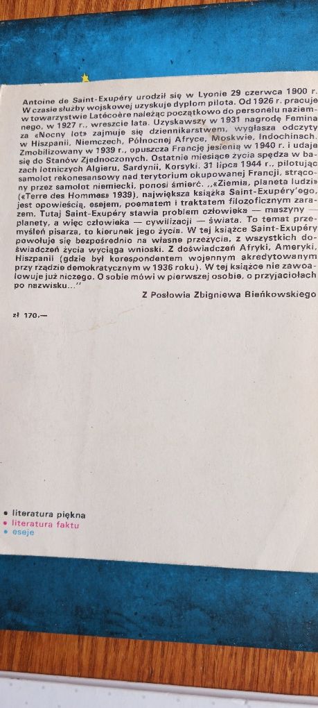 Antoine de Saint-Exupery.  Mały Książę.   Ziemia Planeta  Ludzie.  Mał