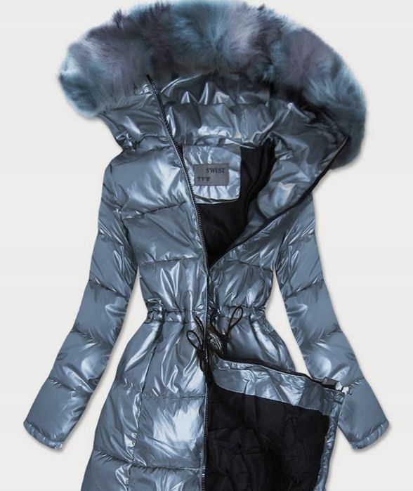 Płaszcz zimowy pikowany długa kurtka M