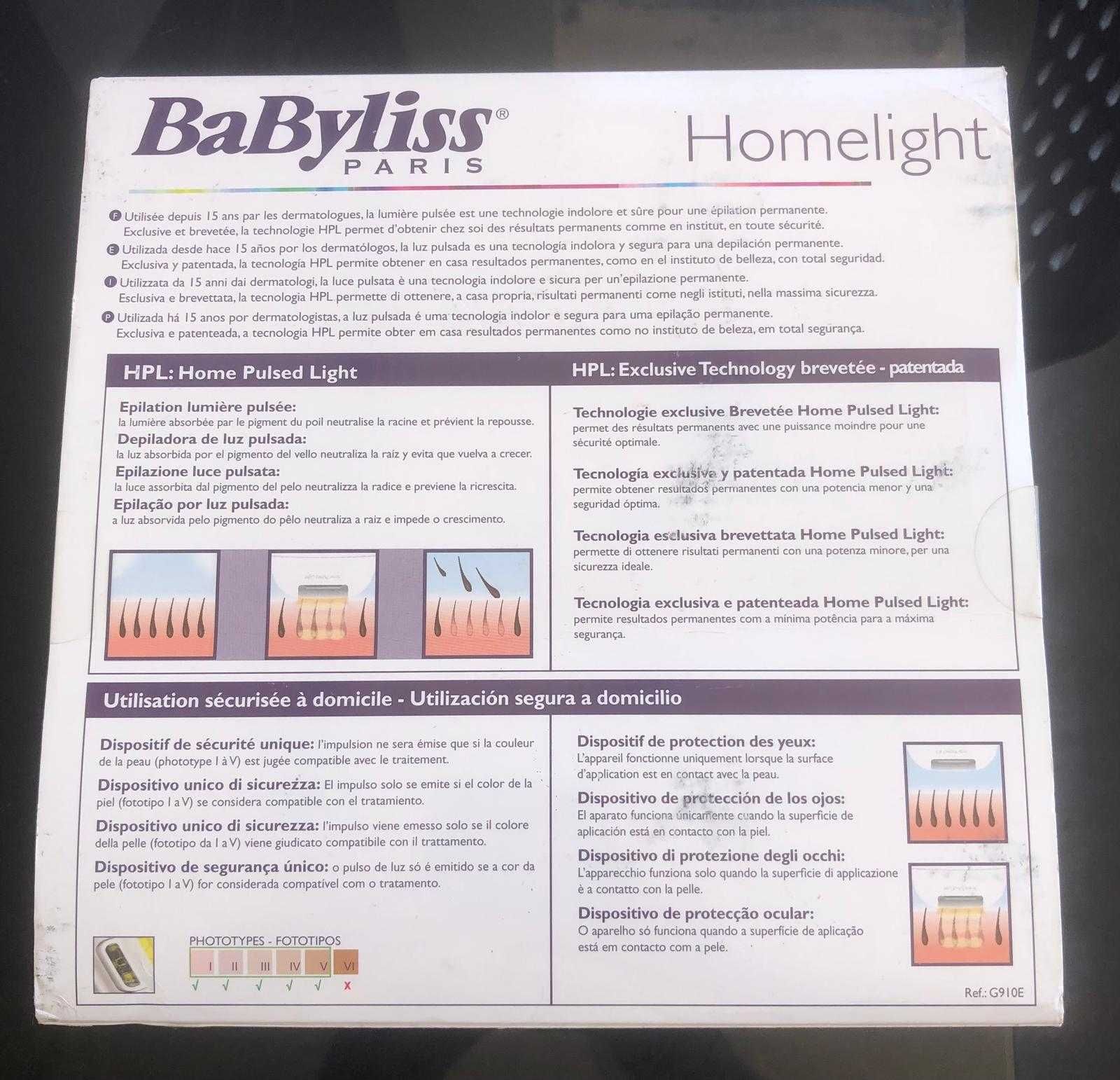 Depiladora luz pulsada babyliss modelo G910E