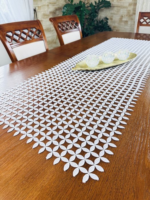 Biały Obrus Gipiurowy Bieżnik Serwetka Na Wymiar 50/150 cm