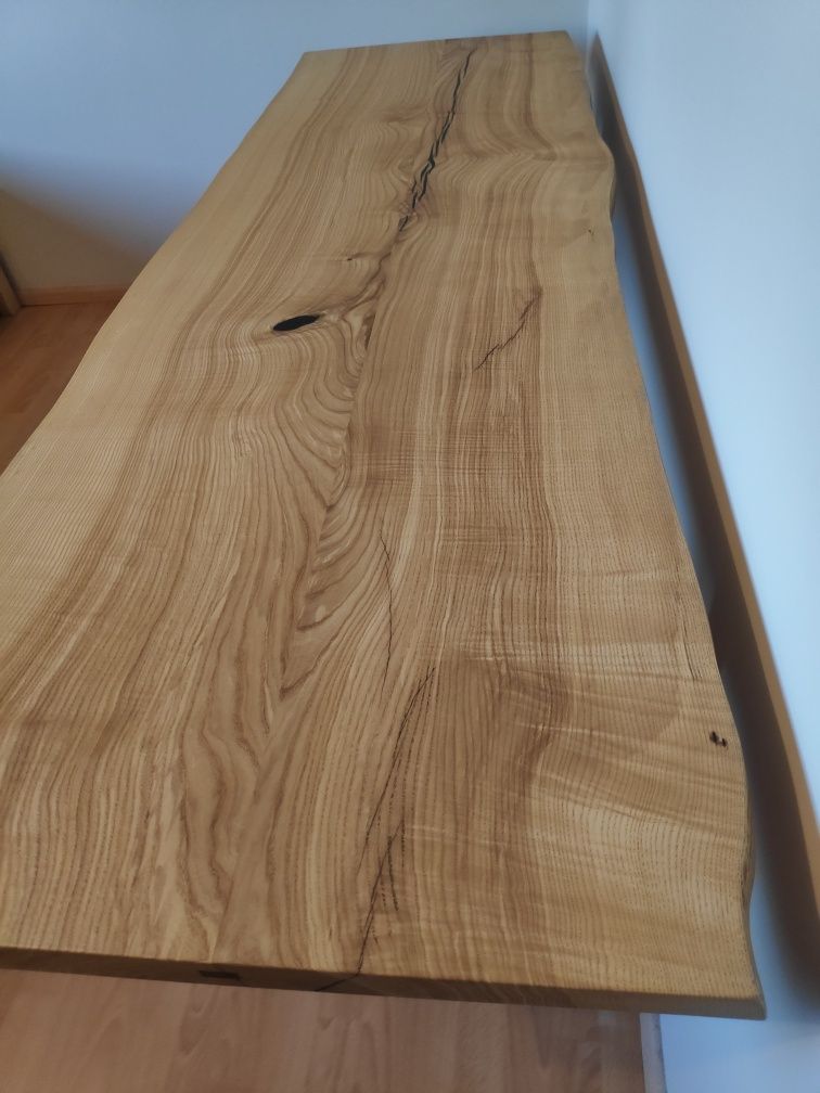 Biurko z drewna drewniane loft  jesion , naturalne krawędzie