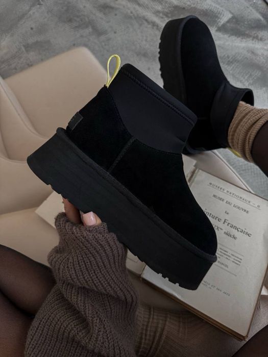 Оригінал UGG mini dipper black чорні уггі челсі короткі натуральні
