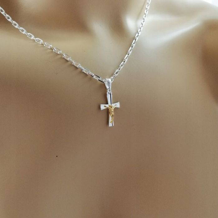 Piękny Srebrny Męski Łańcuszek Z Krzyżykiem 925 + Grawer Prezent Dla T