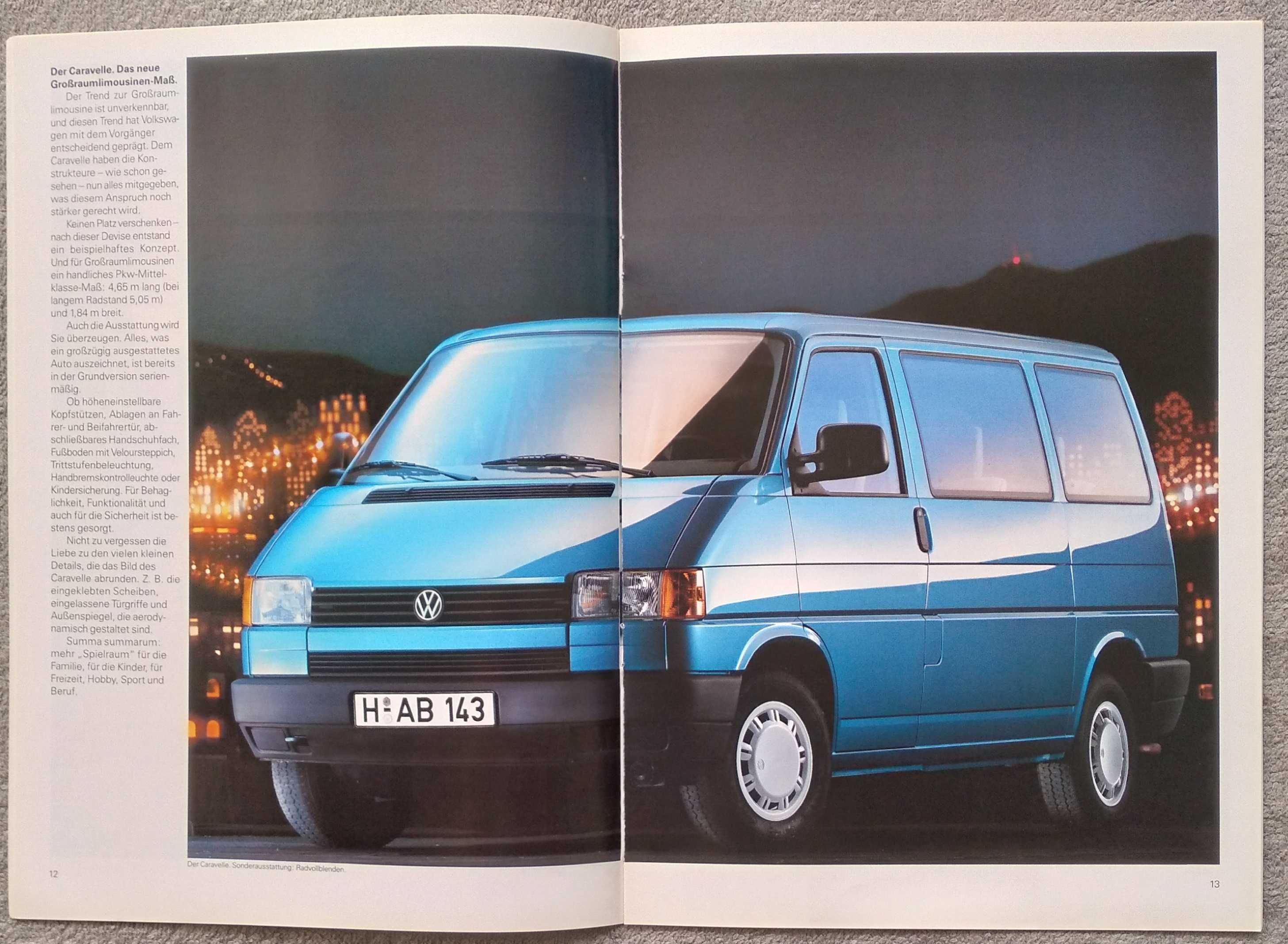 Prospekt Volkswagen Caravelle rok 1992