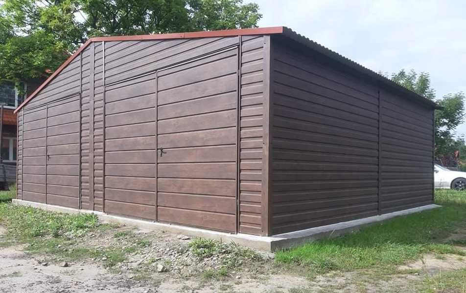 Garaż blaszany 8x6, drewnopodobny garaż blaszany, solidna konstrukcja